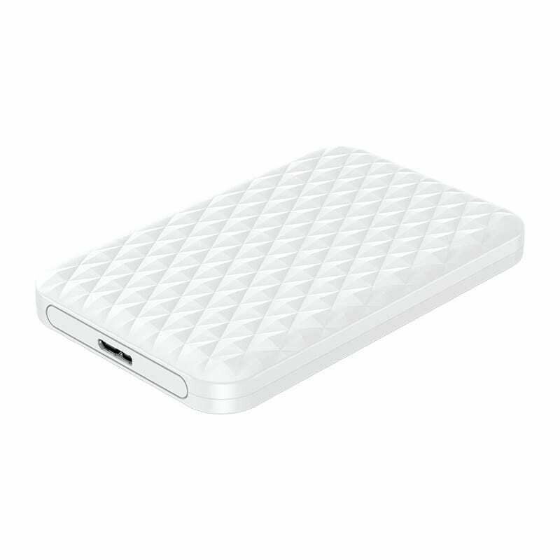 Orico 2.5 5Gbps,USB3.0,Diamond Pattern Design,Supports up to 4TB - Hard Drive Enclosure - White