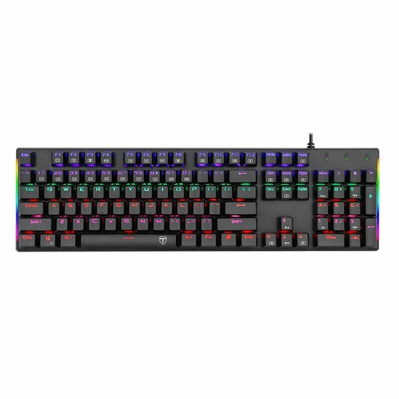 T-DAGGER Naxos Rainbow Colour Lighting,150cm Cable,Mechanical Gaming Keyboard - Black