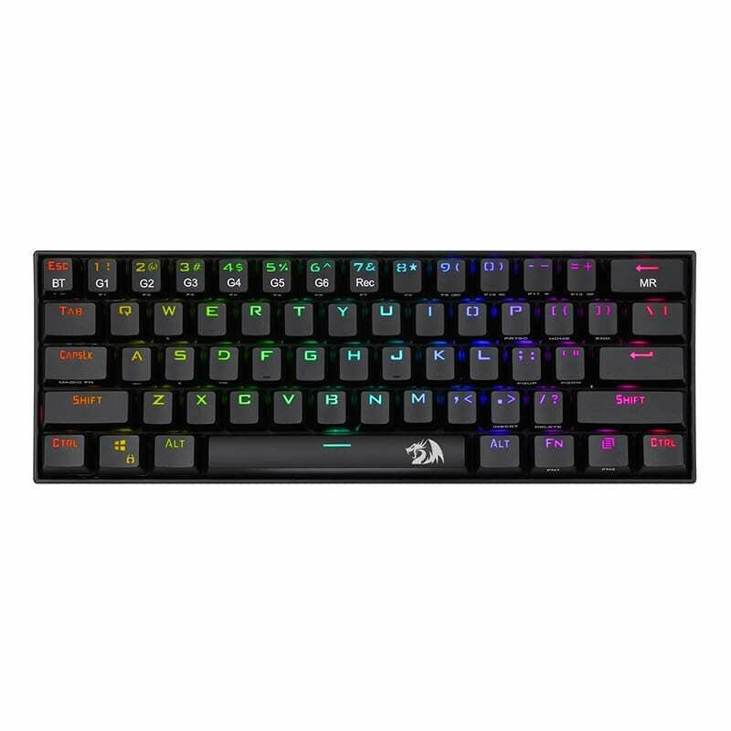 Redragon DRACONIC Mechanical 61 Key,Bluetooth 5.0,RGB 9 Colour Modes,Rechargable Battery,Type-C Charging Cable Gaming Keyboard - Black