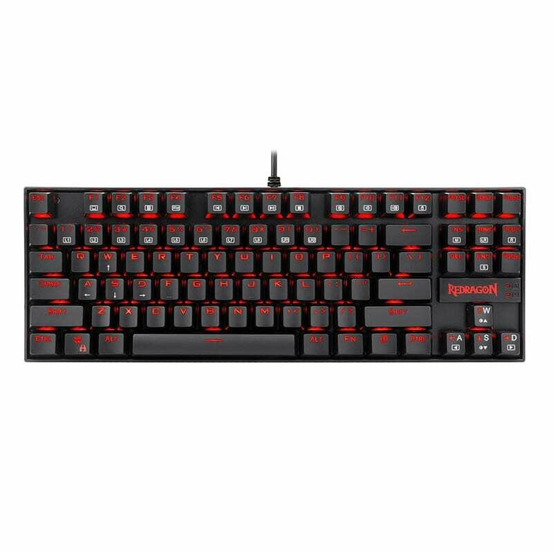 Redragon KUMARA Mechanical 87 Key,Red Backlit Gaming Keyboard - Black