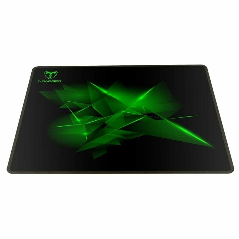 T-Dagger Geometry Medium Size 360mm x 300mm x 3mm,Speed Design,Printed Gaming Mouse Pad Black and Green
