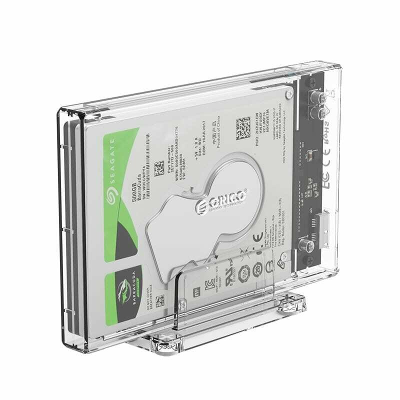 Orico 2.5 USB3.0 External Hard Drive Enclosure - Transparen