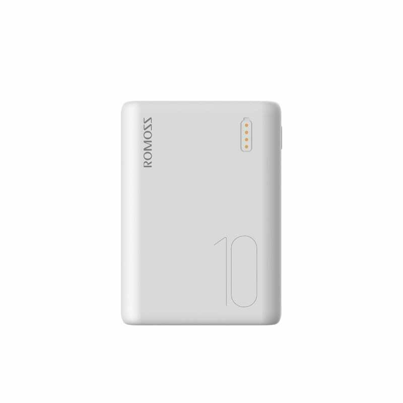 Romoss Simple 10 10000mAh Input: Type C,Lightning,Micro USB,Output: 2 x USB Power Bank - White