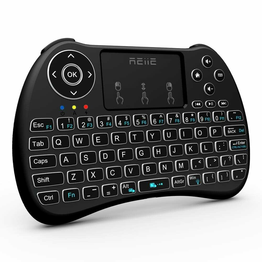 Reiie Wireless QWERTY Backlit Media Touchpad Keyboard - Black