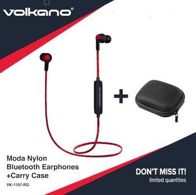 Volkano Moda Nylon Bluetooth Earphones + Carry Case