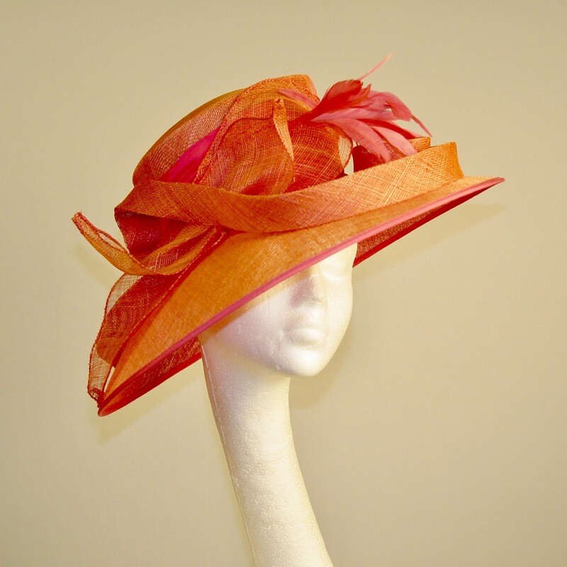 Orange/pink brimmed hat