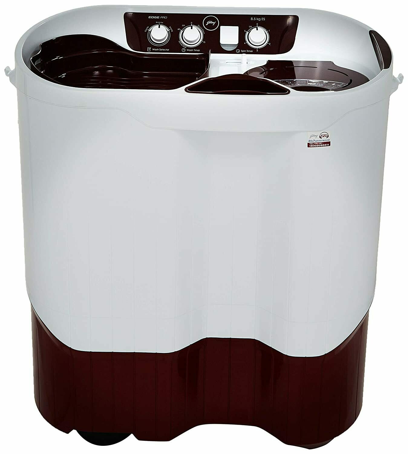 Godrej 8.5 Kg Semi-Automatic Top Loading Washing Machine (WS EDGEPRO 850 ES Wn Rd, Wine Red)