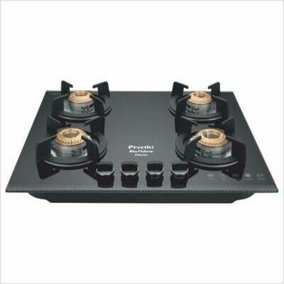 Preethi Decor 4 Burner (ISI Approved) Hobtop Glass Automatic Gas Stove