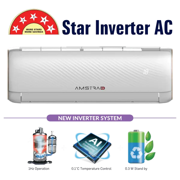 Amstrad 5 Star 1 Ton Energy Saving Air Conditioner