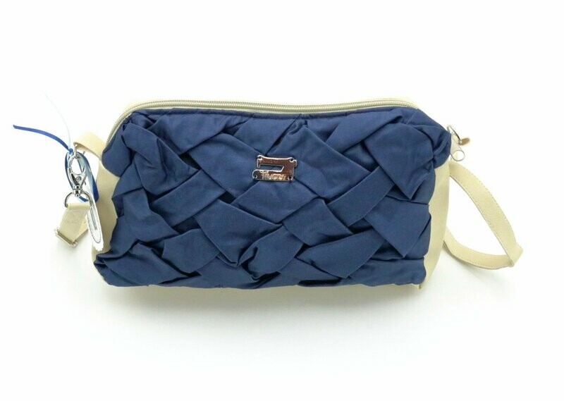 Handtasche Handtasche "Elegant" Dunkelblau (beiges Kunstleder)