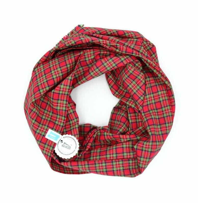 Cotton Loop Scarf Red Checkered Cotton Loop Scarf Red Checkered