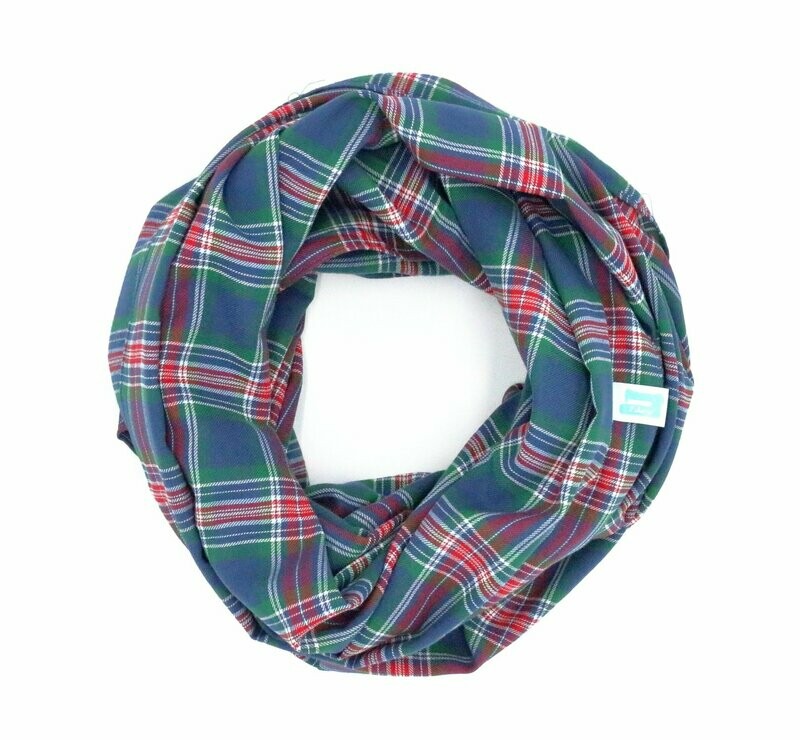 Cotton Flannel Loop Scarf Blue/Red/Green Checkered Cotton Flannel Loop Scarf Blue/Red/Green Checkered