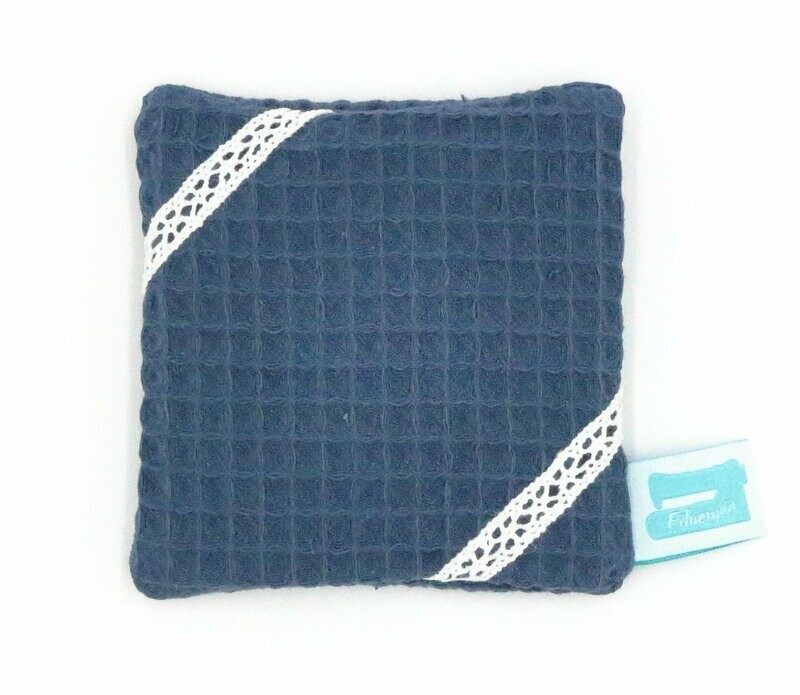 Case "Waffle Piqué Blue with Lace" for Hand Warmer / Cold Pillow