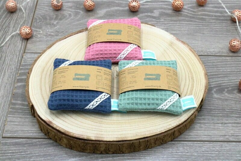 Set 3x Handwärmer / Kältekissen Waffelpiqué mit Borte Set 3x Handwärmer / Kältekissen Waffelpiqué mit Borte