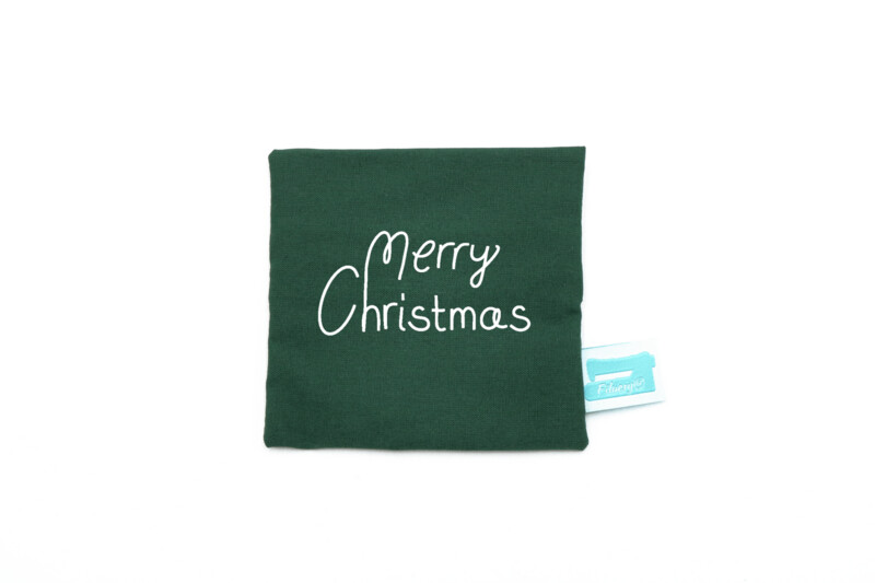 Hülle dunkelgrün Hülle dunkelgrün "Merry Christmas" für Handwärmer / Kältekissen