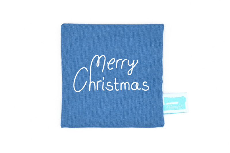 Hülle blau Hülle blau "Merry Christmas" für Handwärmer / Kältekissen