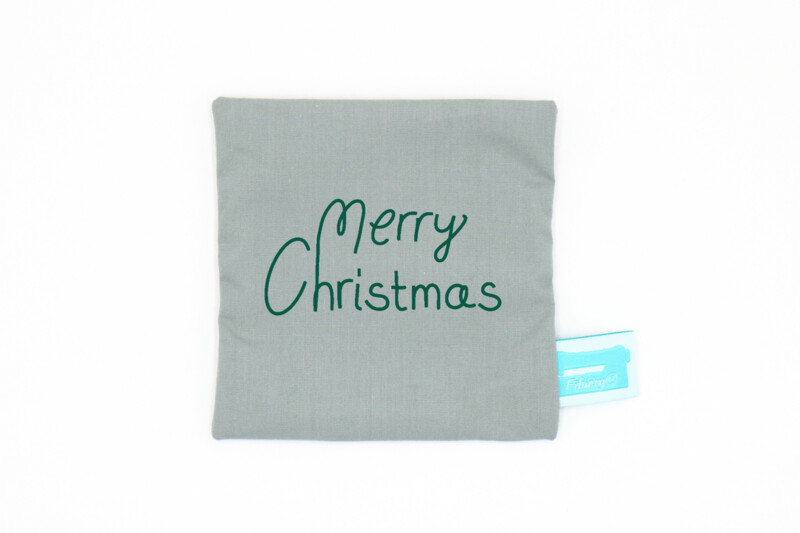 Hülle grau Hülle grau "Merry Christmas" für Handwärmer / Kältekissen