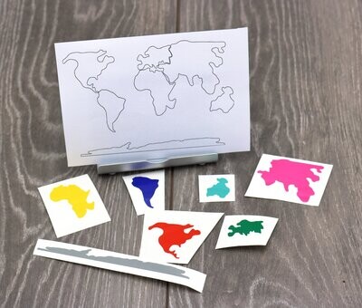 Kontinent Sticker Set mit Weltkarte Kinder-Edition