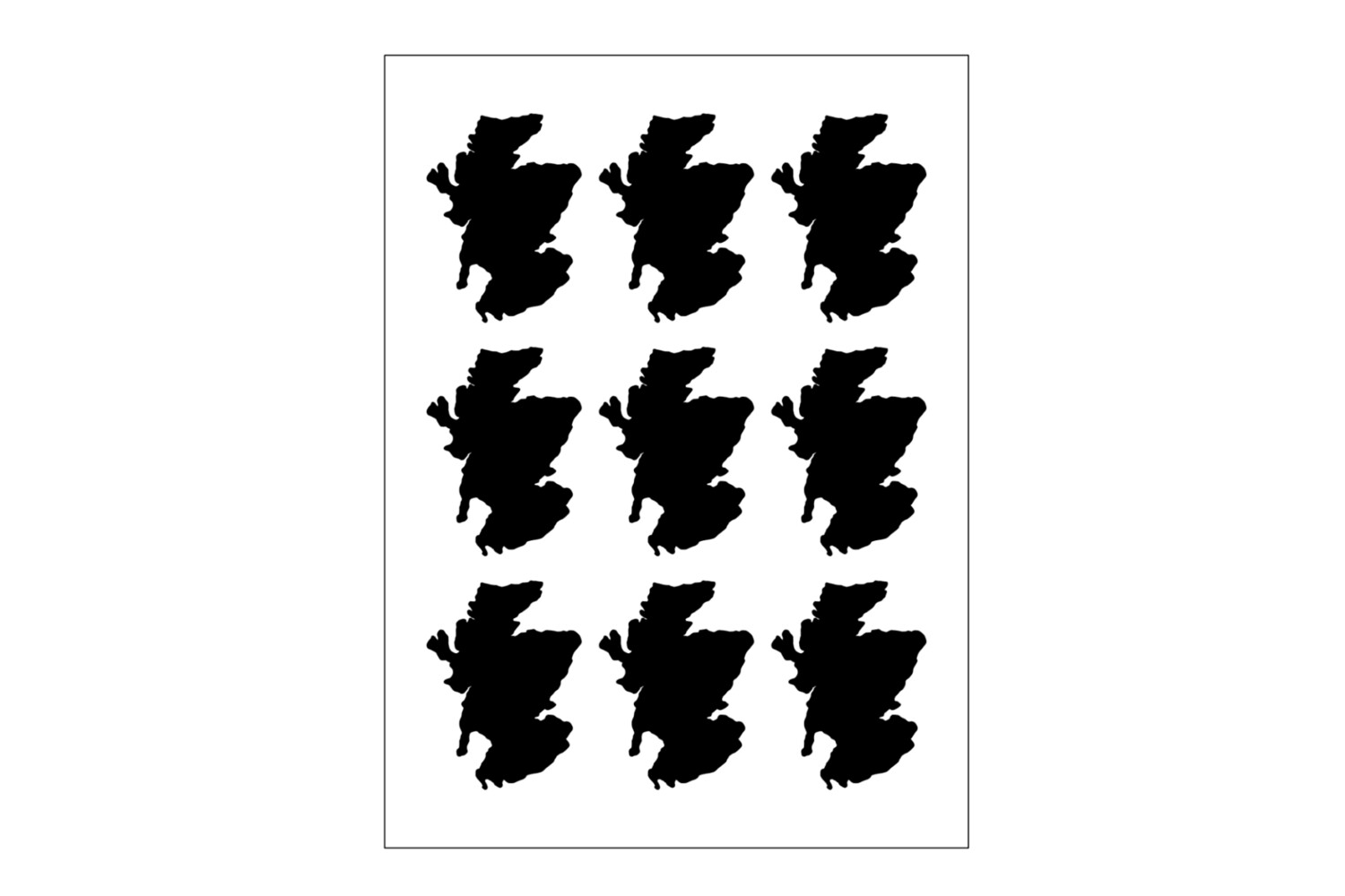 Stickerbogen Länderumriss Schottland