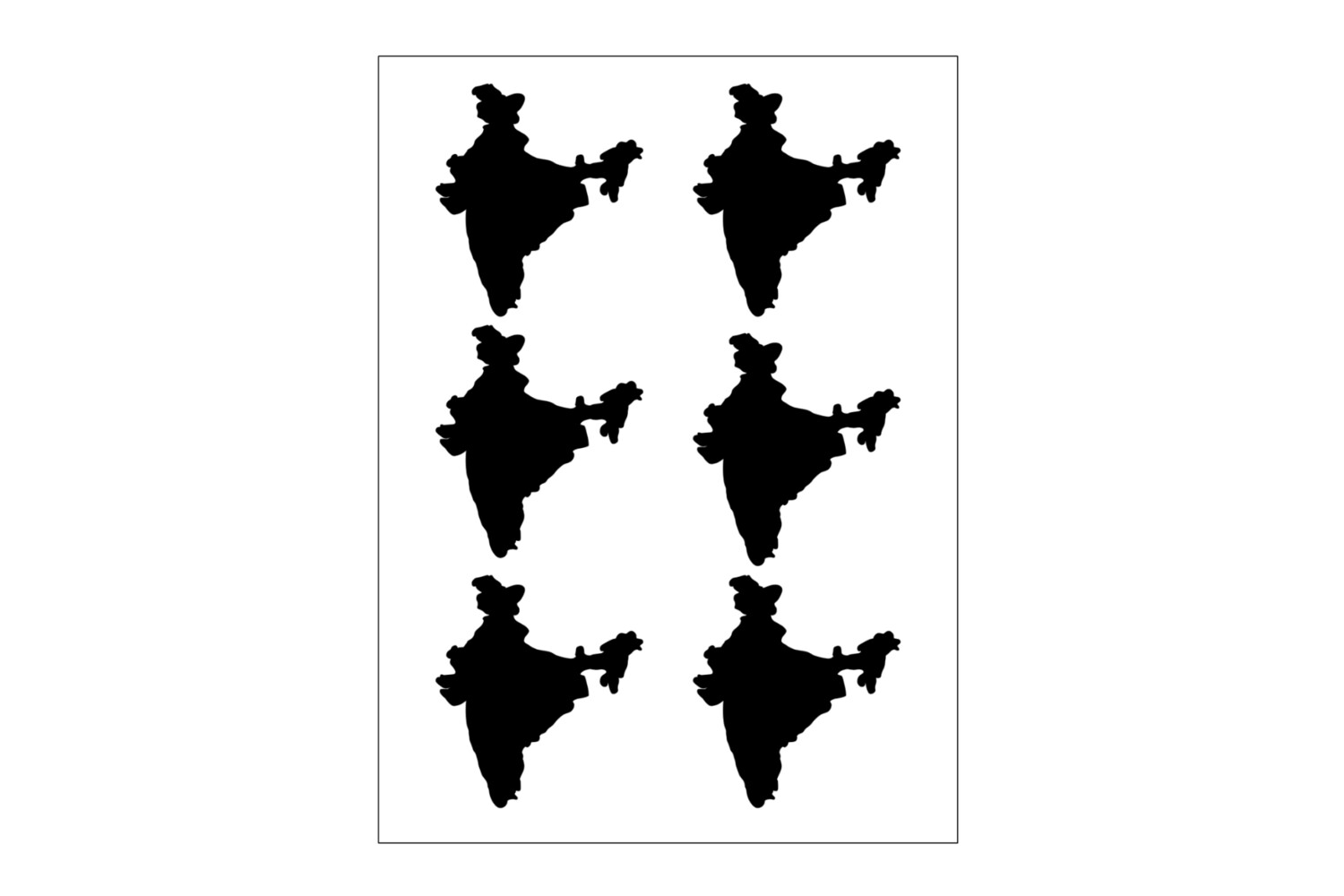 Stickerbogen Länderumriss Indien