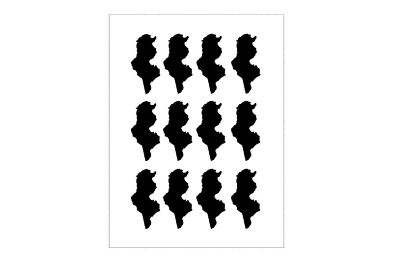 Sticker Sheet Country Outline Tunisia Sticker Sheet Country Outline Tunisia