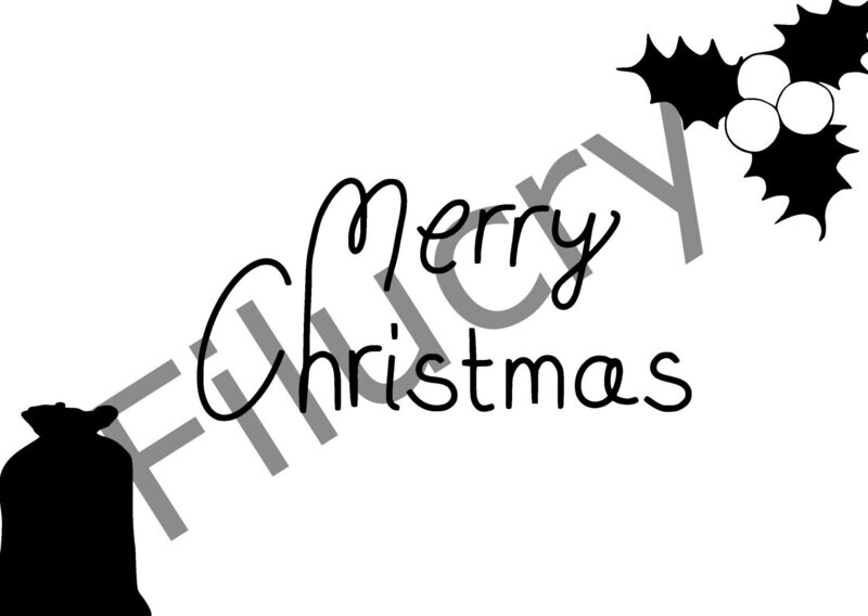 Merry Christmas Mistletoe and Bag Banner Black and White, digital download, SVG / JPG / PNG / PDF Merry Christmas Mistletoe and Bag Banner Black and White, digital download, SVG / JPG / PNG / PDF