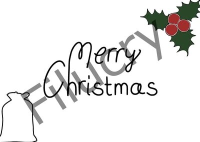 Merry Christmas Mistelzweig und Nikolaussack Umriss Banner Bunt, Digitaler Download, SVG / JPG / PNG / PDF
