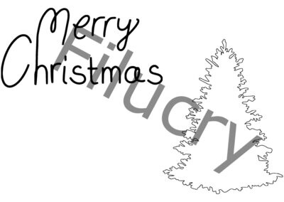 Merry Christmas und Tannenbaum Umriss Banner, Digitaler Download, SVG / JPG / PNG / PDF