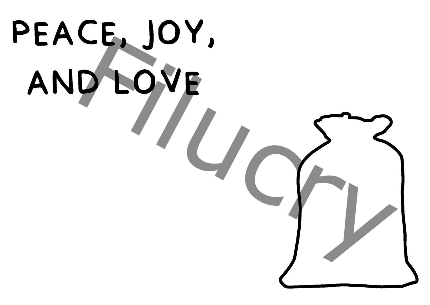 Peace, Joy and Love Nikolaussack Umriss Banner, Digitaler Download, SVG / JPG / PNG / PDF