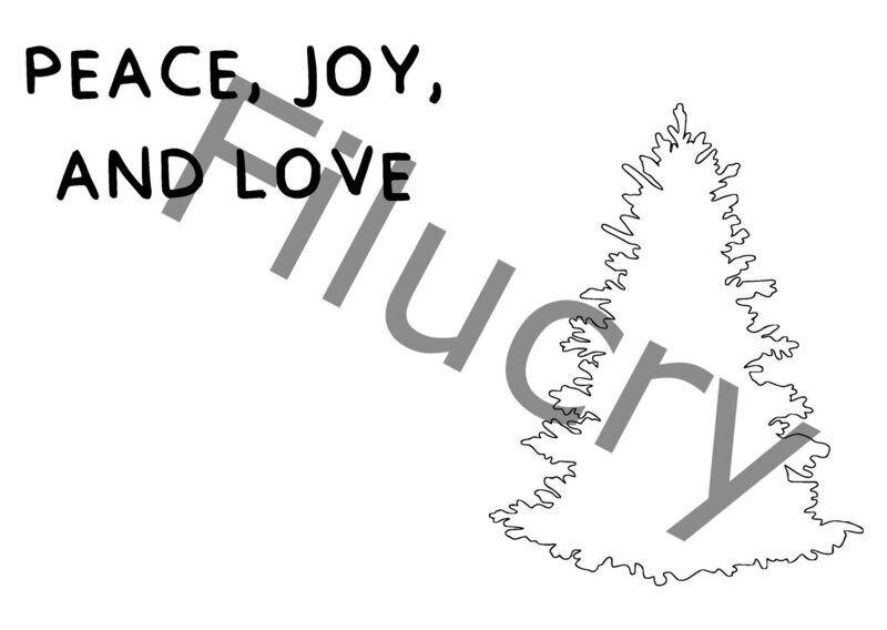 Peace, Joy and Love Fir Tree Outline Banner, digital download, SVG / JPG / PNG / PDF