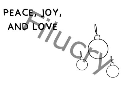 Peace, Joy and Love Weihnachtsbaumkugeln Umriss Banner, Digitaler Download, SVG / JPG / PNG / PDF