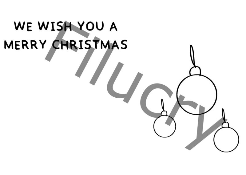 We wish you a merry christmas tree balls outline Banner, digital download, SVG / JPG / PNG / PDF