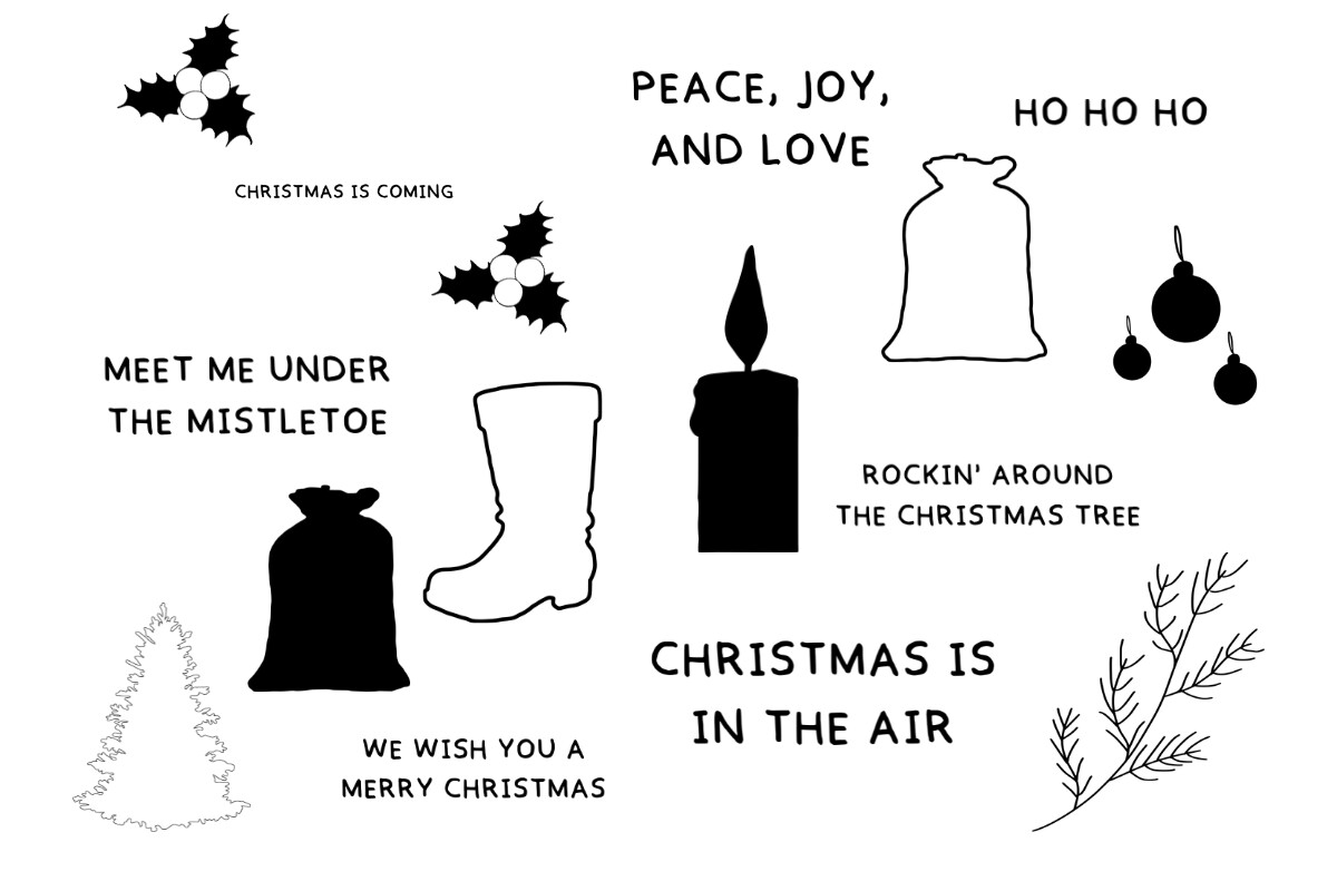 Weihnachts Bundle Symbole und Schriftzüge, Digitaler Download, SVG / JPG / PNG / PDF