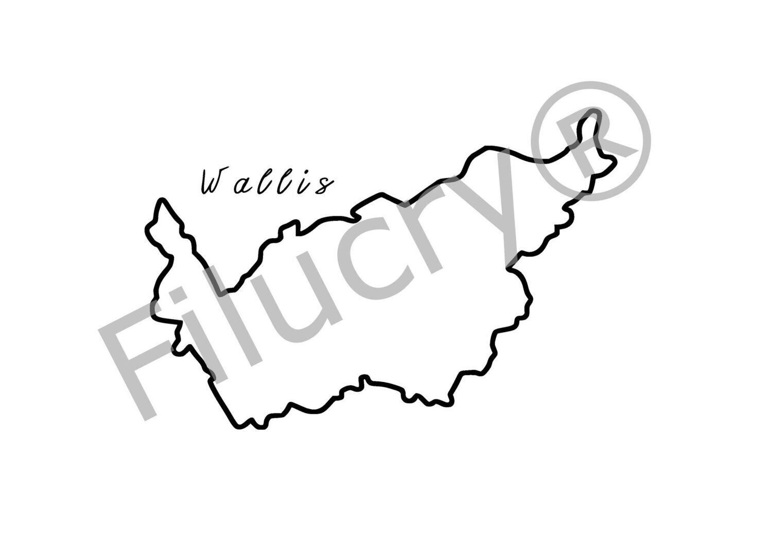 Schweizer Kanton Wallis Umriss Banner, Digitaler Download, SVG / JPG / PNG / PDF