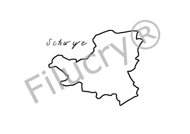 Swiss Canton Schwyz Outline Banner, digital download, SVG / JPG / PNG / PDF