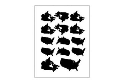 Stickerbogen Länderumriss USA & Kanada