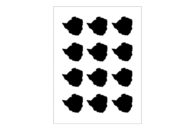 Sticker Sheet Country Outline Zimbabwe Sticker Sheet Country Outline Zimbabwe