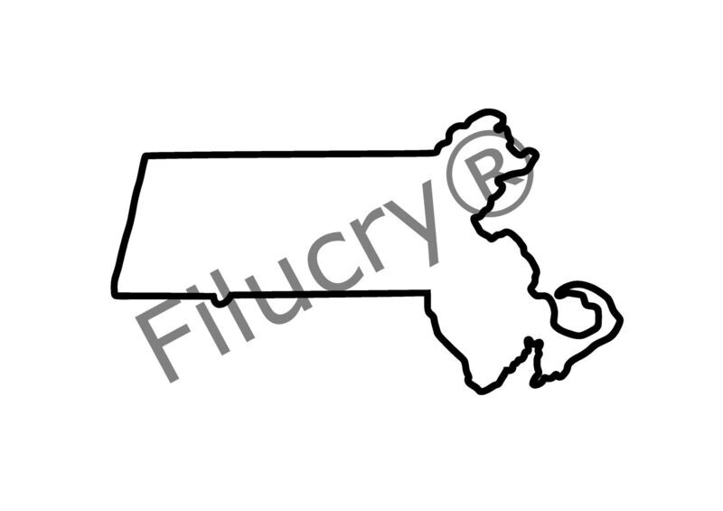 Massachusets Umriss Umriss Banner, Digitaler Download, SVG / JPG / PNG / PDF