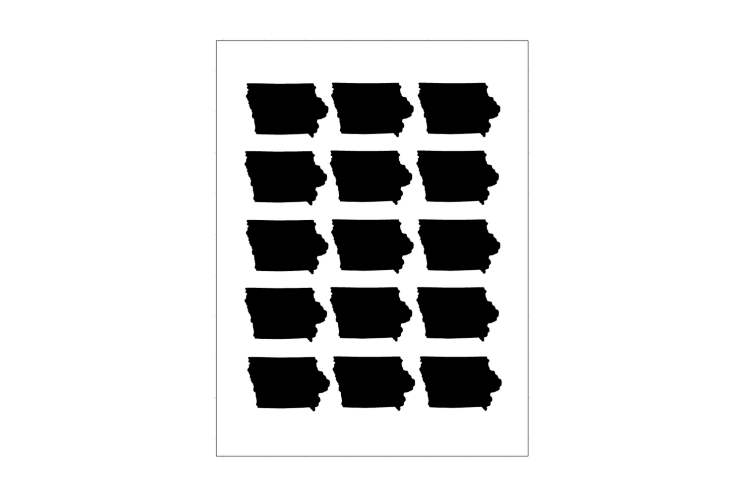 Stickerbogen Iowa Umriss
