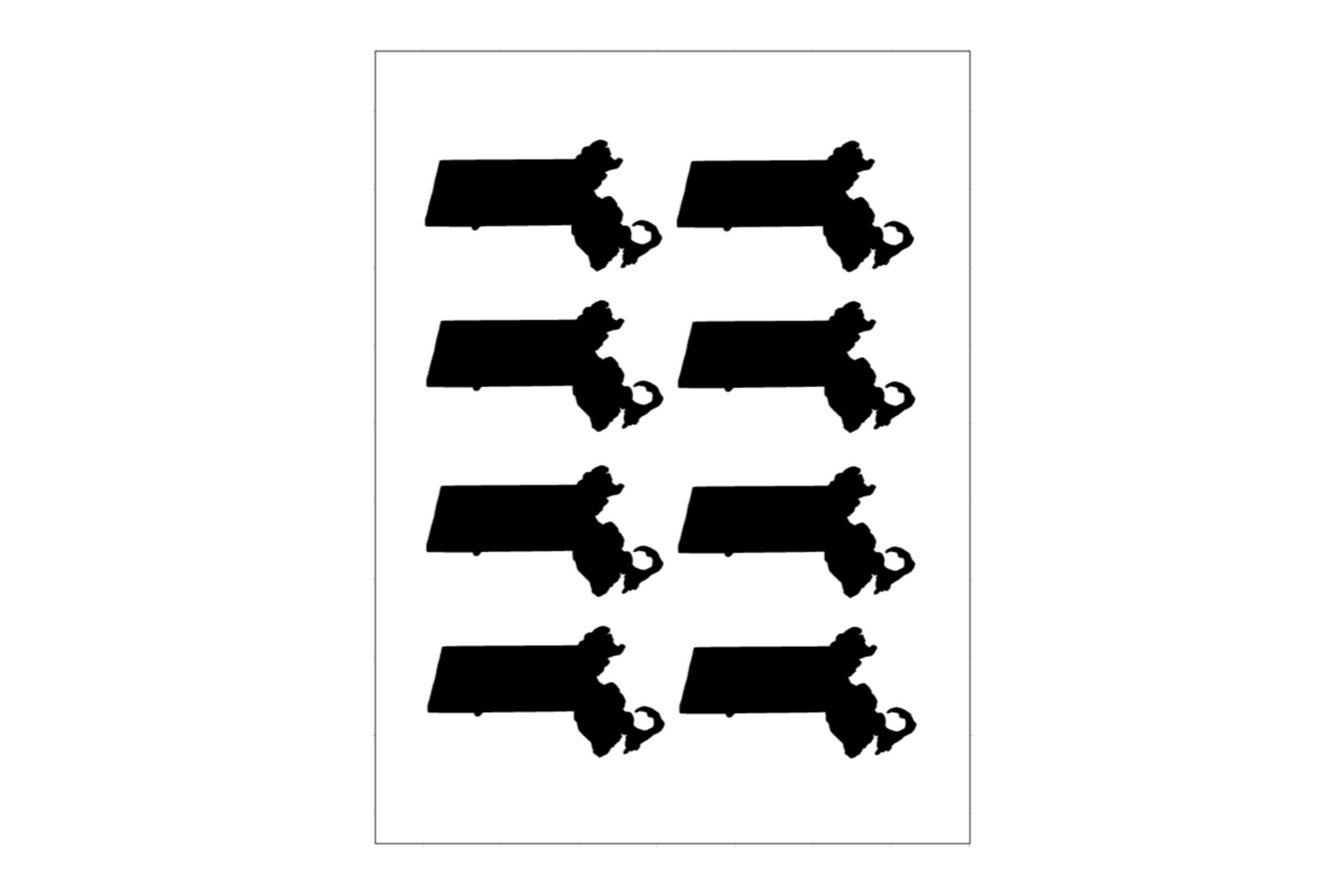 Stickerbogen Massachusets Umriss