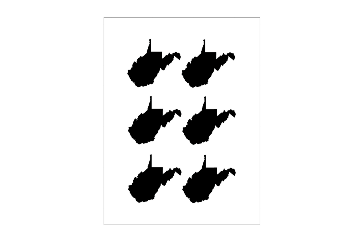 Stickerbogen West Virginia Umriss