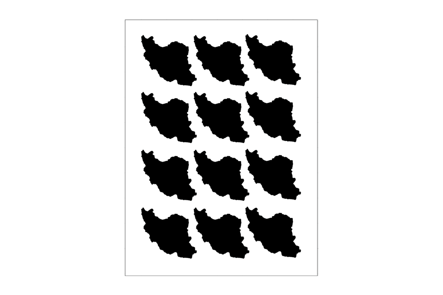 Stickerbogen Iran Umriss