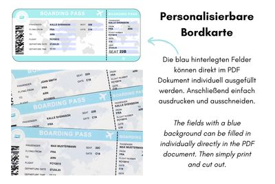 Personalisierbare Bordkarte PDF Vorlage