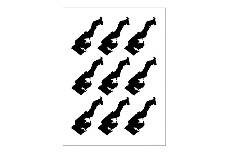 Stickerbogen Länderumriss Monaco Stickerbogen Länderumriss Monaco