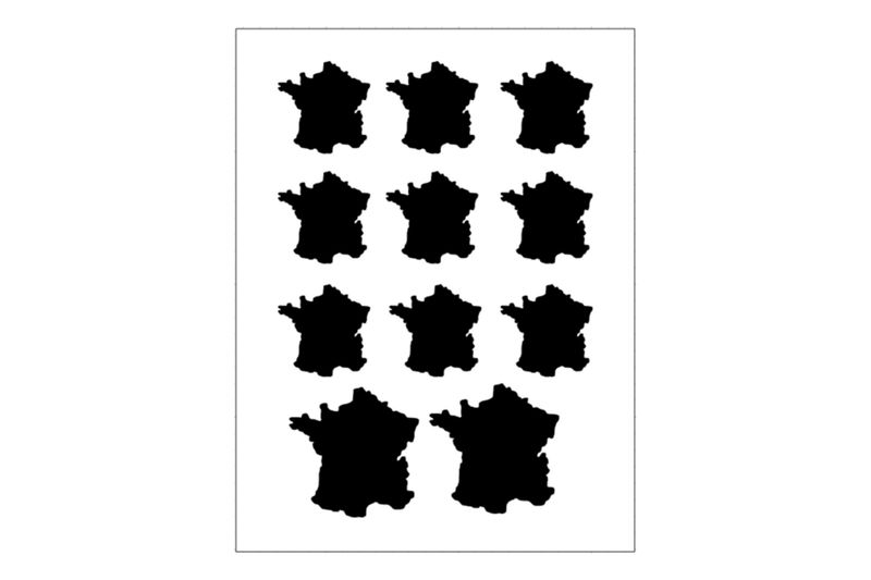 Stickerbogen Länderumriss Frankreich Stickerbogen Länderumriss Frankreich