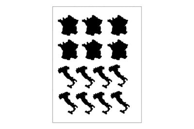 Stickerbogen Länderumriss Frankreich & Italien