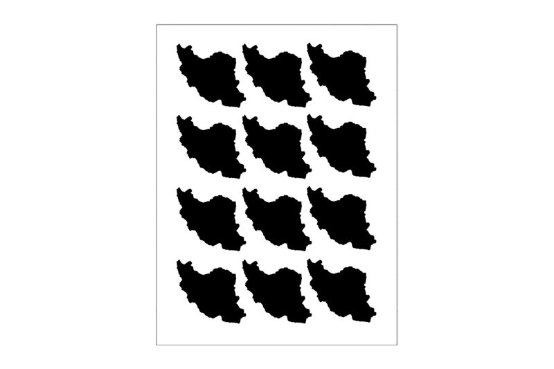 Stickerbogen Iran Umriss