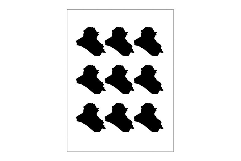 Stickerbogen Irak Umriss