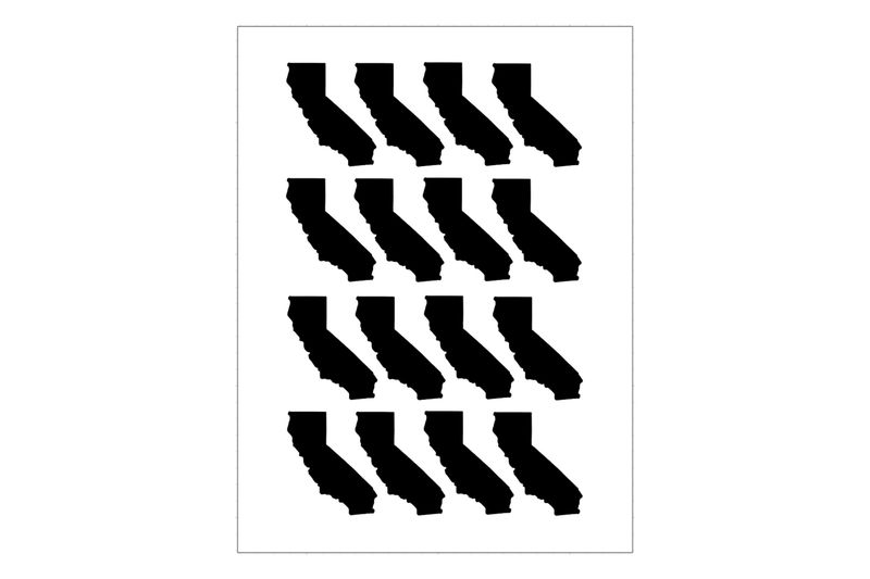 Stickerbogen Länderumriss Kalifornien