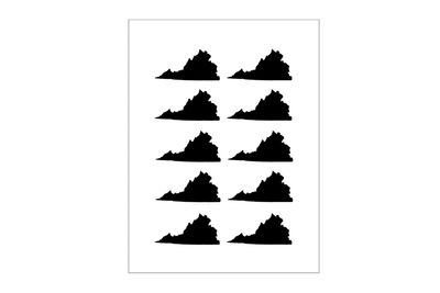 Stickerbogen Virginia Umriss